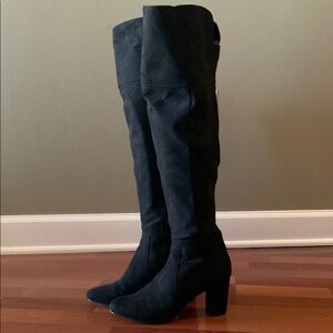 Suede Black Over-the-Knee Boots